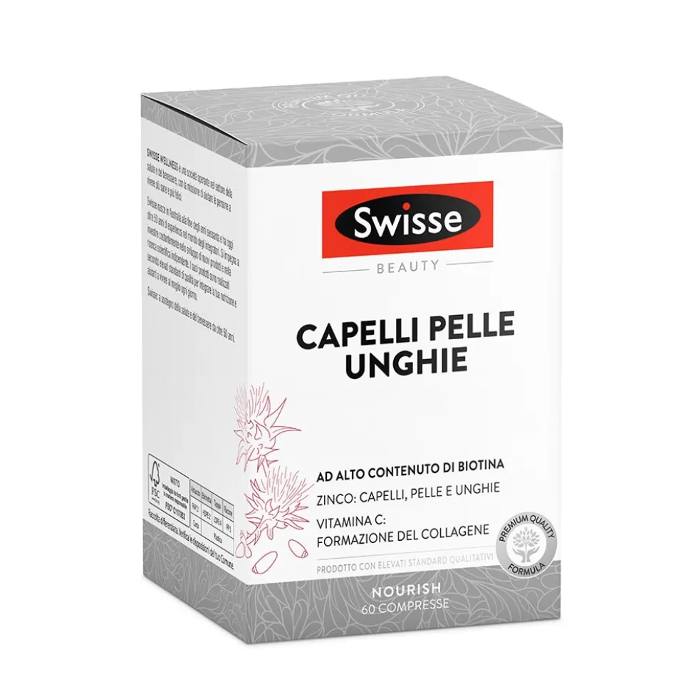 Swisse Beauty Capelli Pelle Unghie - Integratore alimentare anticaduta e antiossidante, 60 compresse