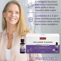 Swisse Beauty - Collagene Diamond Integratore di Collagene Acido Ialuronico Vitamine e Minerali, 10 Flaconcini