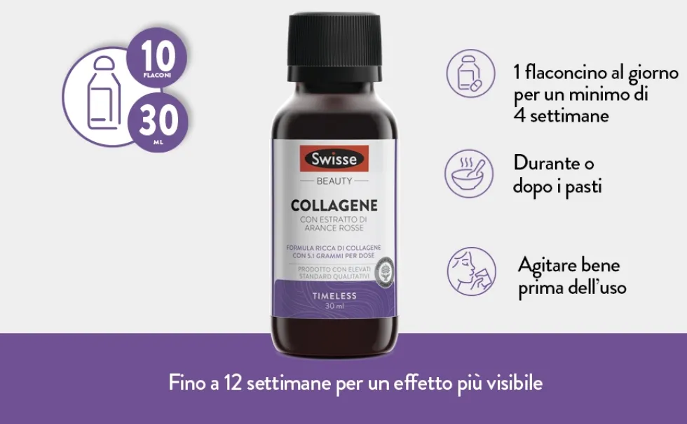 Swisse Beauty Collagene - Integratore per l'elasticità della pelle, 7 flaconcini da 30 ml