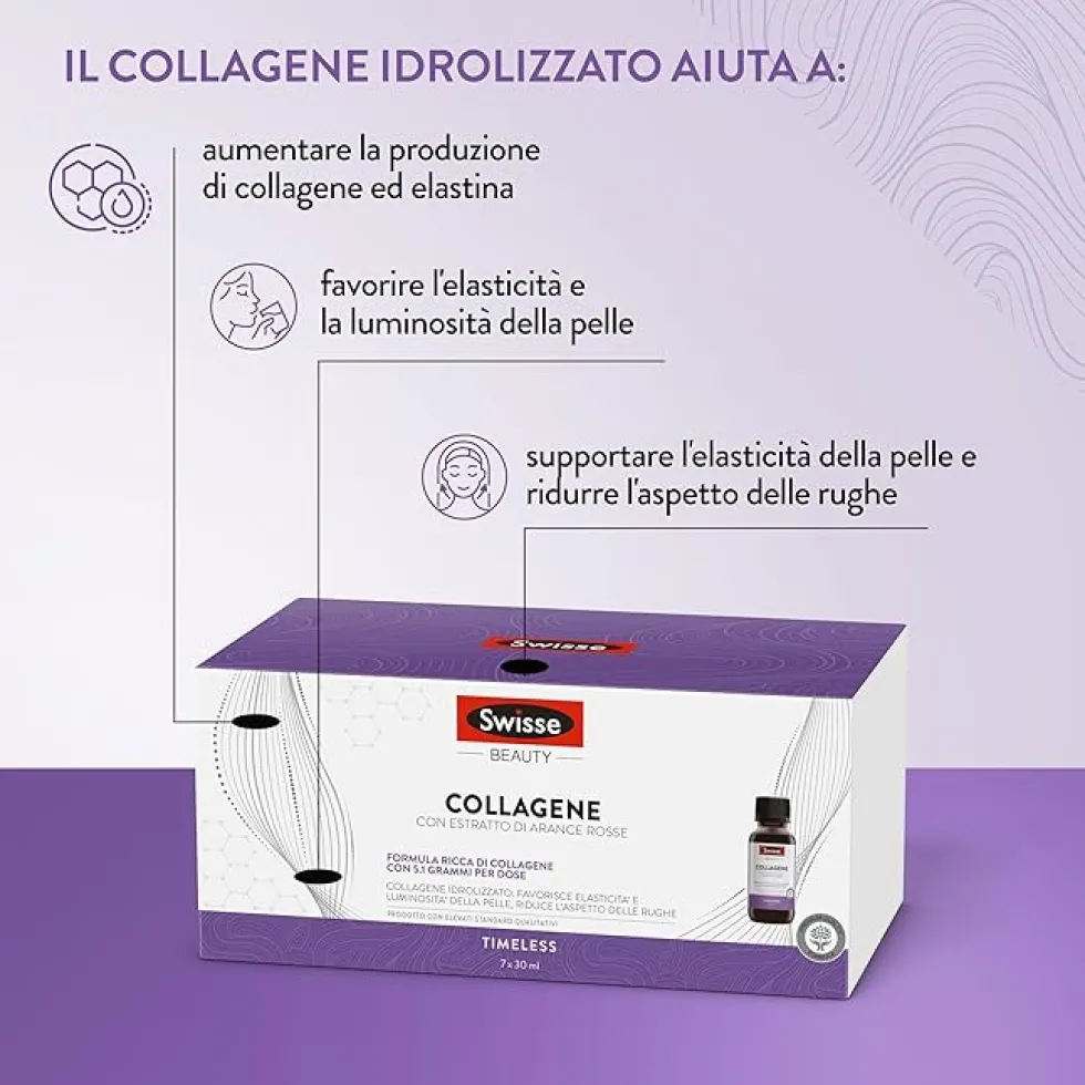 Swisse Beauty Collagene - Integratore per l'elasticità della pelle, 7 flaconcini da 30 ml