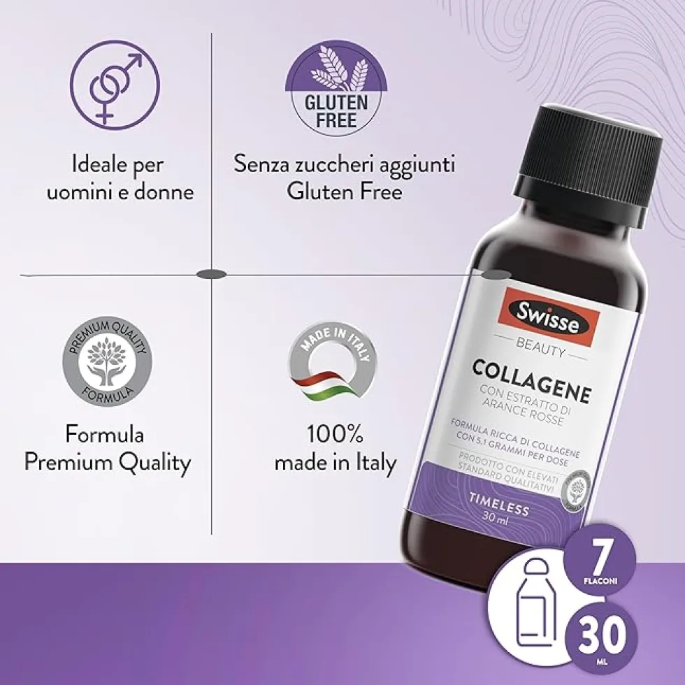 Swisse Beauty Collagene - Integratore per l'elasticità della pelle, 7 flaconcini da 30 ml