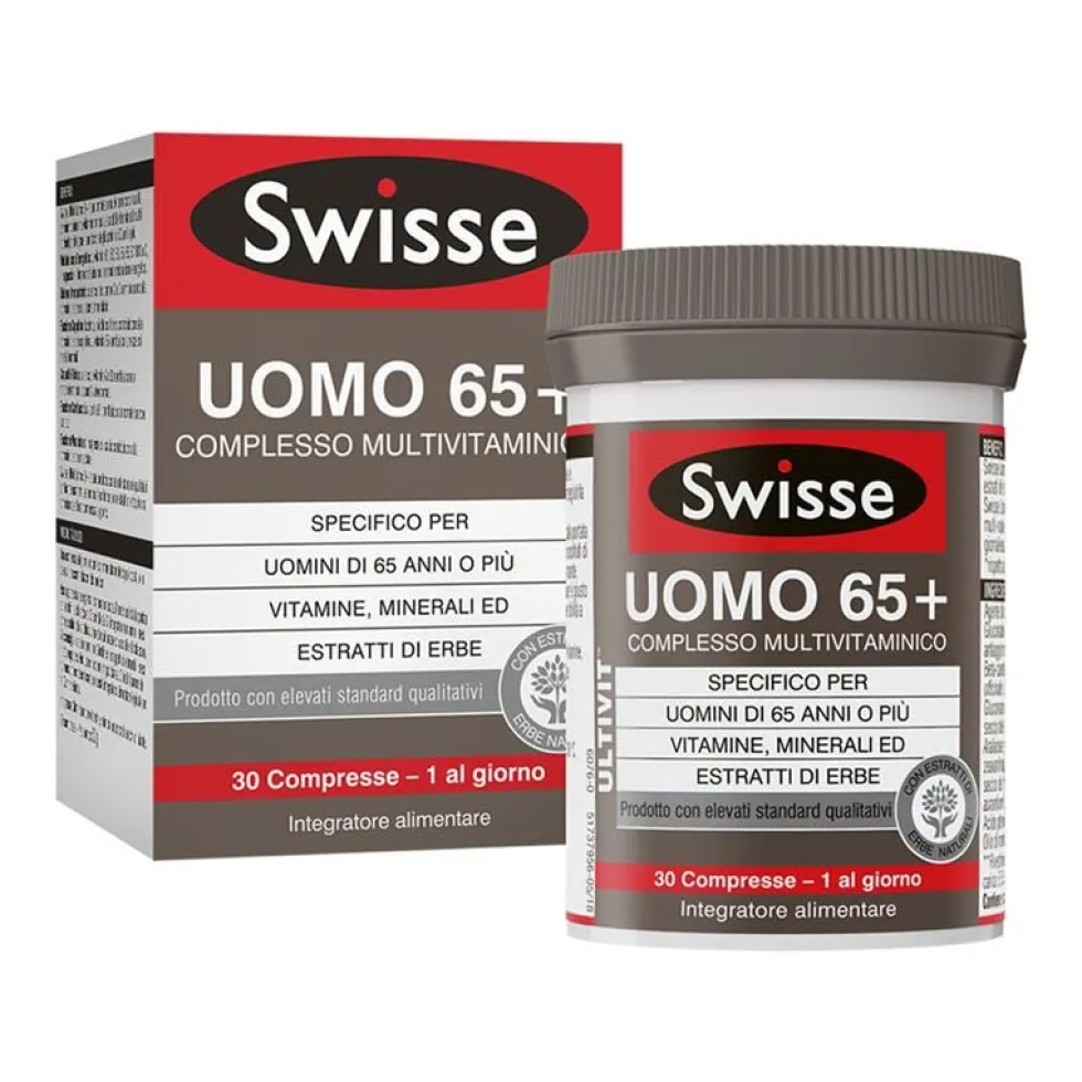 Swisse Complesso Multivitaminico Uomo 65+ - Integratore alimentare per le difese, 30 compresse