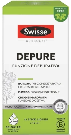 Swisse Depure Integratore alimentare per la depurazione e la digestione, 15 stick da 10 ml