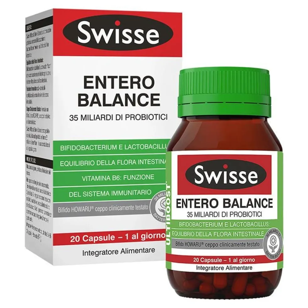 Swisse Entero Balance - Integratore probiotico per l'equilibrio della flora intestinale, 20 capsule