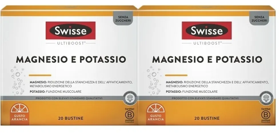 Swisse Magnesio e Potassio - Integratore per il reintegro dei sali minerali, 40 bustine da 4 g