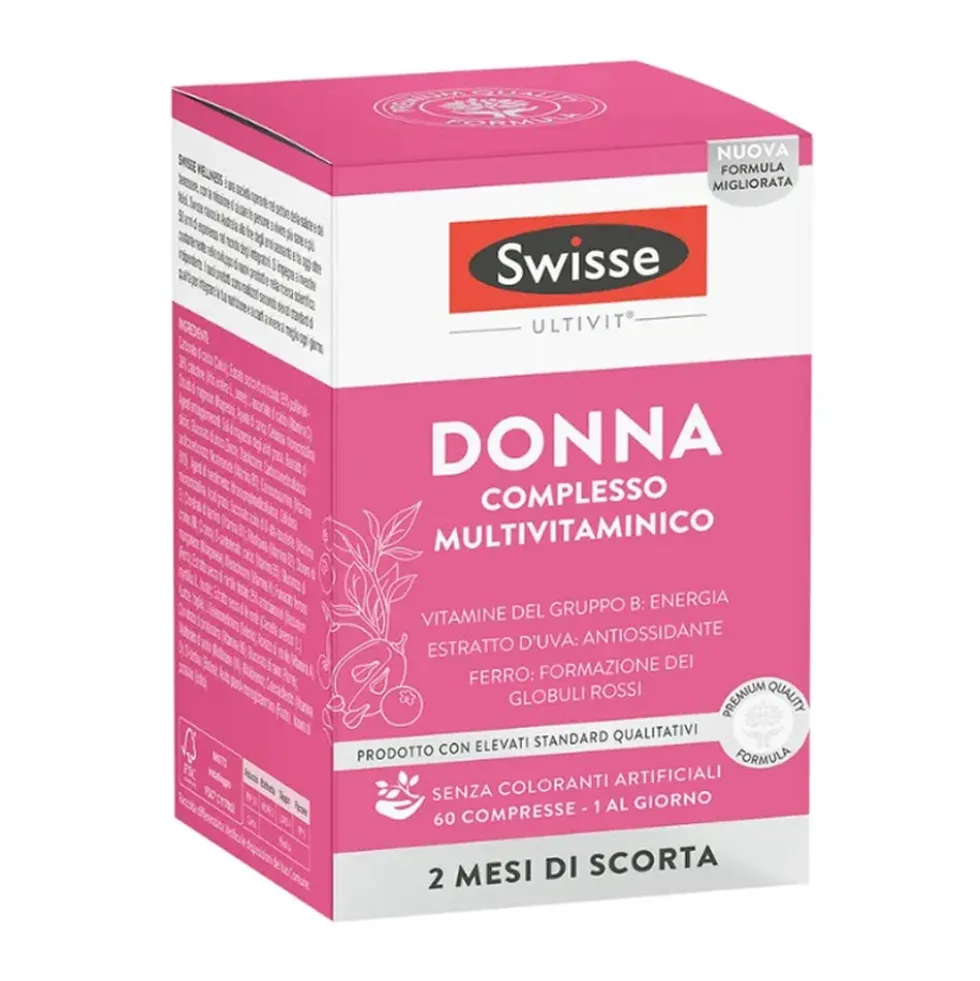 Swisse Multivitaminici Donna - Integratore multivitaminico per il benessere femminile, 60 compresse
