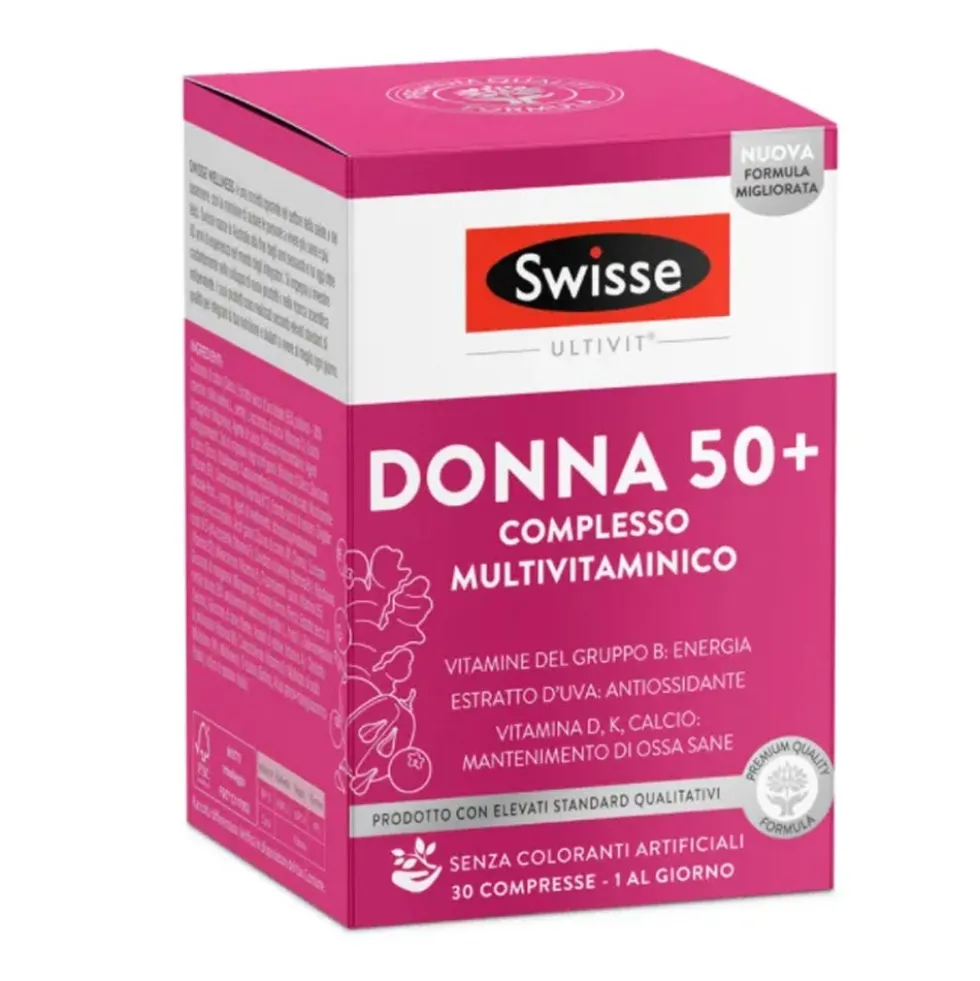 Swisse Multivitaminici Donna 50+ - Integratore per l'energia e le difese immunitarie, 30 compresse
