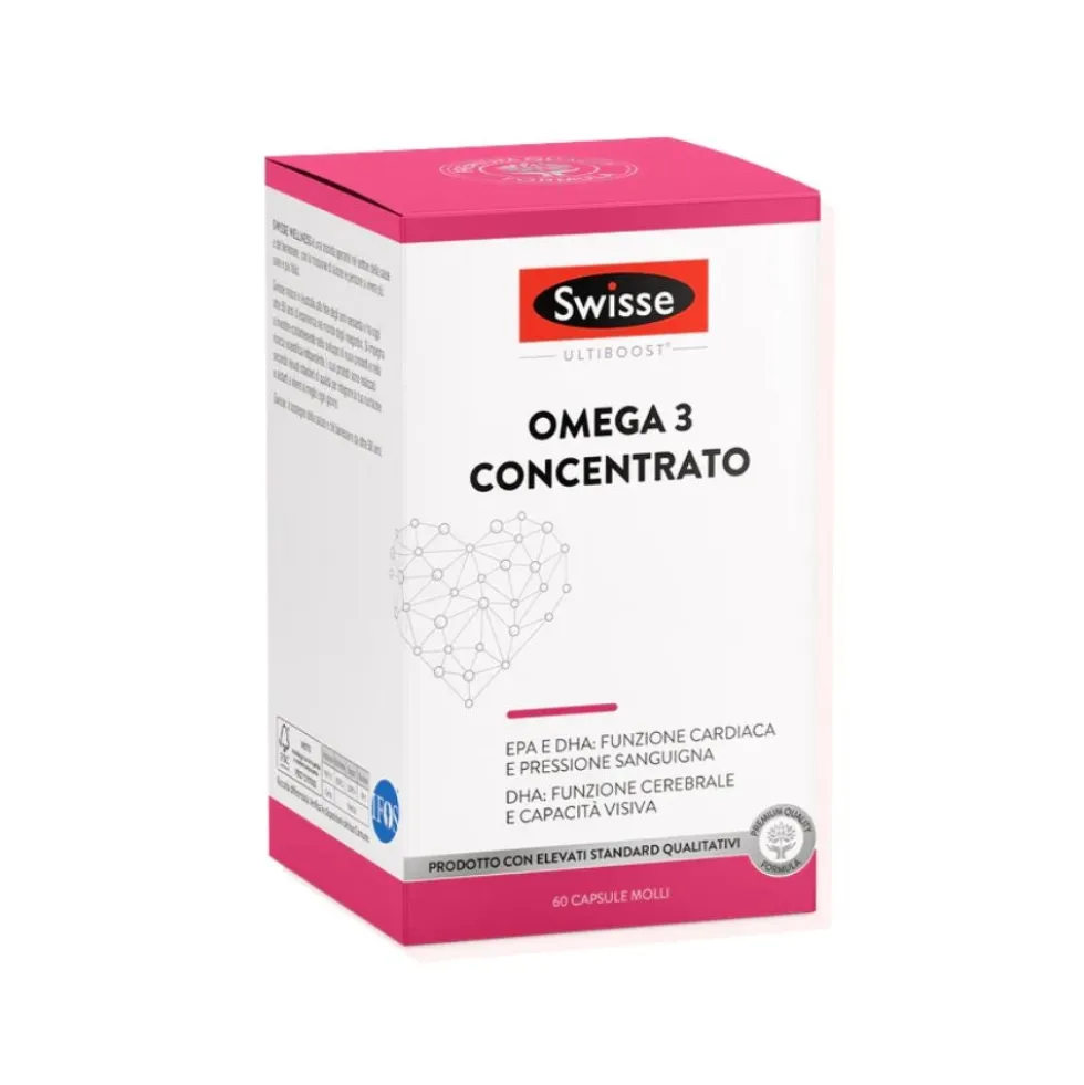 Swisse Omega 3 Concentrato - Integratore per la funzione cardiaca e i trigliceridi, 60 capsule