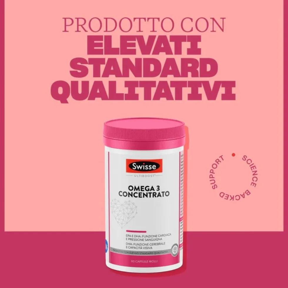 Swisse Omega 3 Concentrato - Integratore per la funzione cardiaca e i trigliceridi, 60 capsule