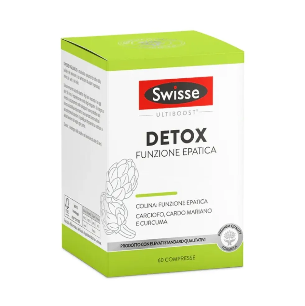 Swisse Ultiboost Detox Funzione Epatica - Integratore per la depurazione del fegato, 60 compresse