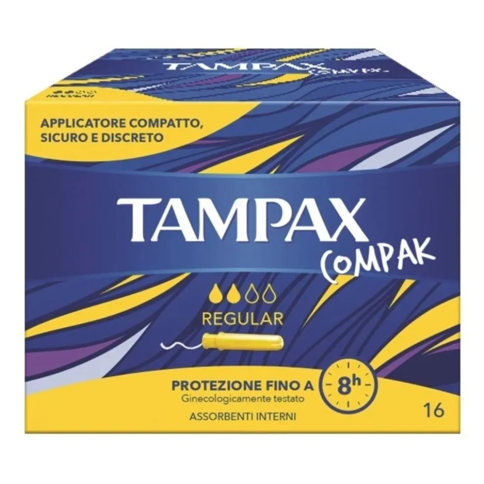 Tampax Compak - Regular Assorbenti Interni per Flusso da Leggero a Medio, 16 assorbenti