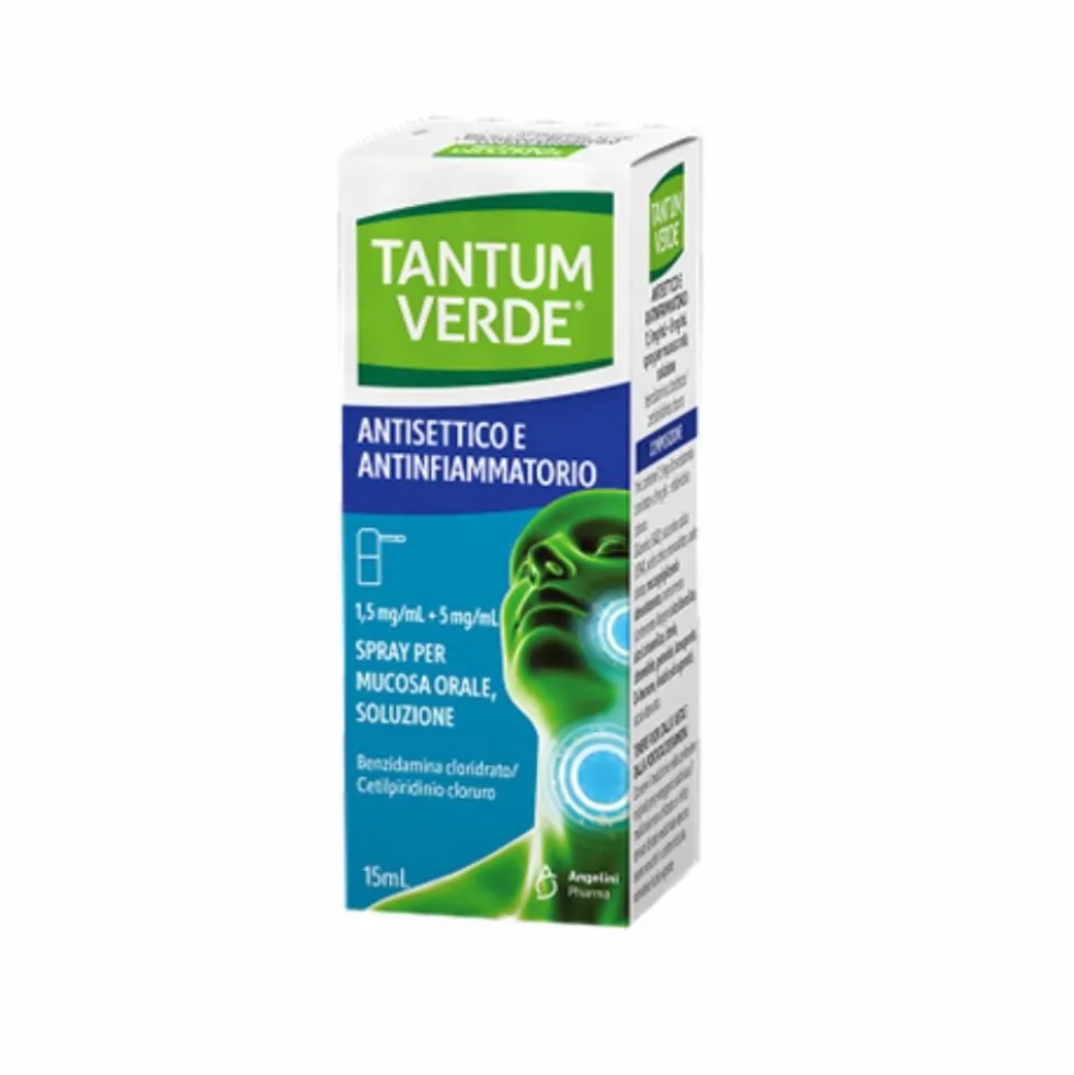 Tantum Verde Antisettico e Antinfiammatorio Spray Sollievo Dolore Bocca e Gola, 15ml