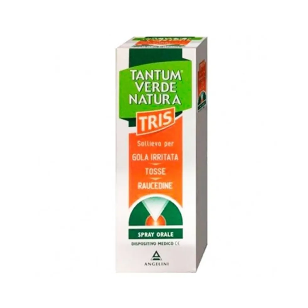 Tantum Verde Natura Tris - Spray orale per il mal di gola, la tosse e la raucedine, 15 ml