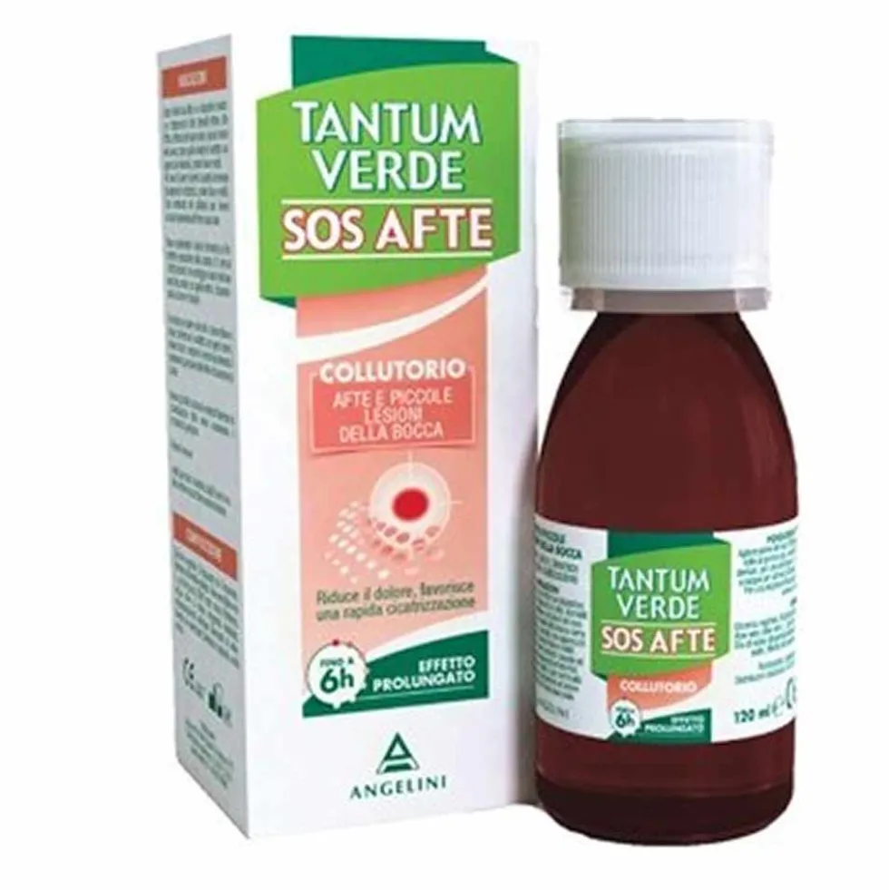 Tantum Verde SOS Afte - Collutorio per il trattamento delle afte e lesioni orali, 120 ml