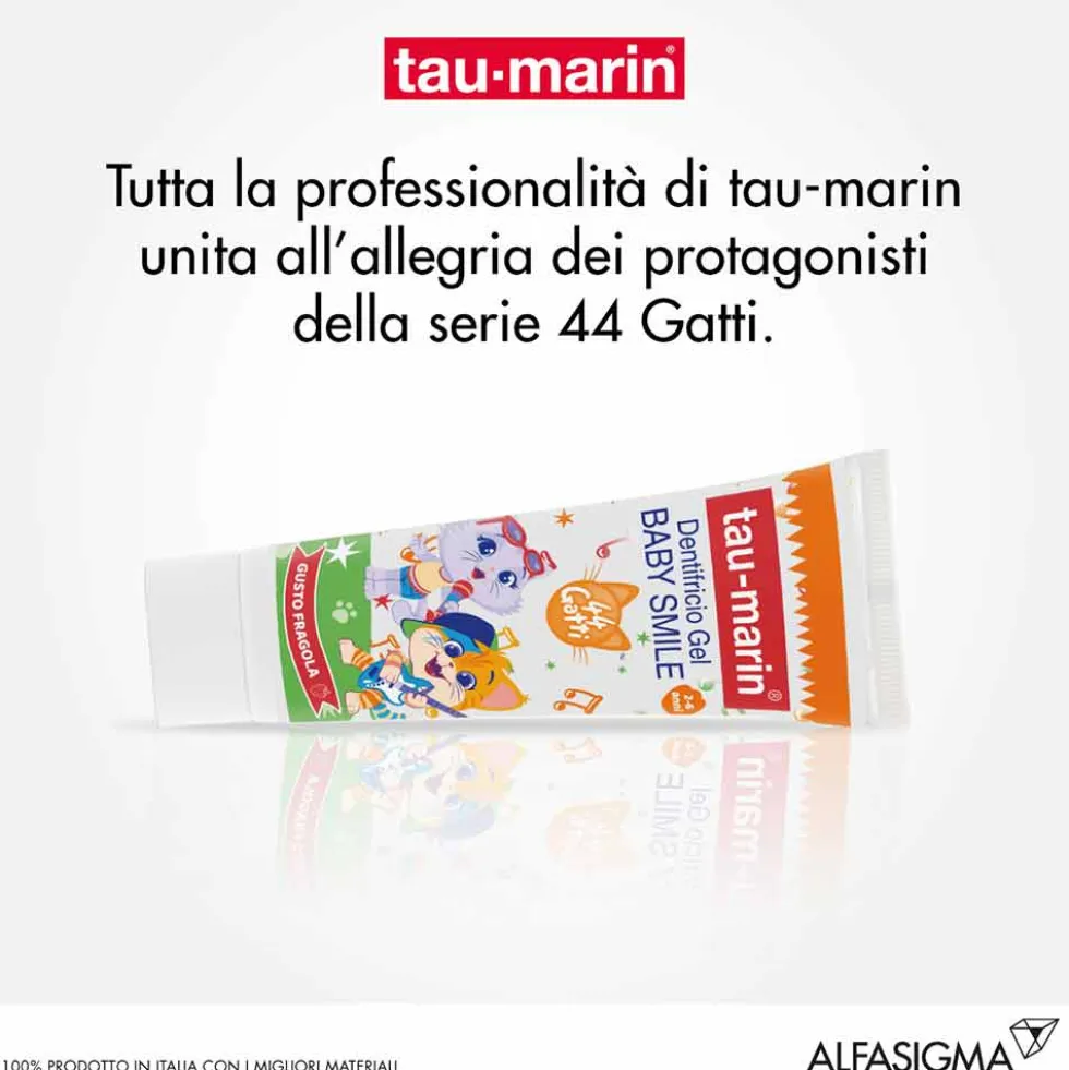 Tau-marin Baby Smile - Dentifricio in gel alla fragola per la protezione dei denti da latte, 50 ml