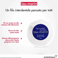 Tau-marin Tau Classic - Filo interdentale non cerato per la rimozione della placca, 50 m