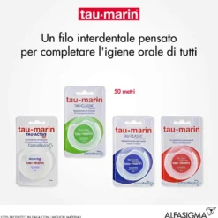 Tau-Marin Tau Classic - Filo interdentale cerato per rimuovere la placca, rocchetto da 50 m
