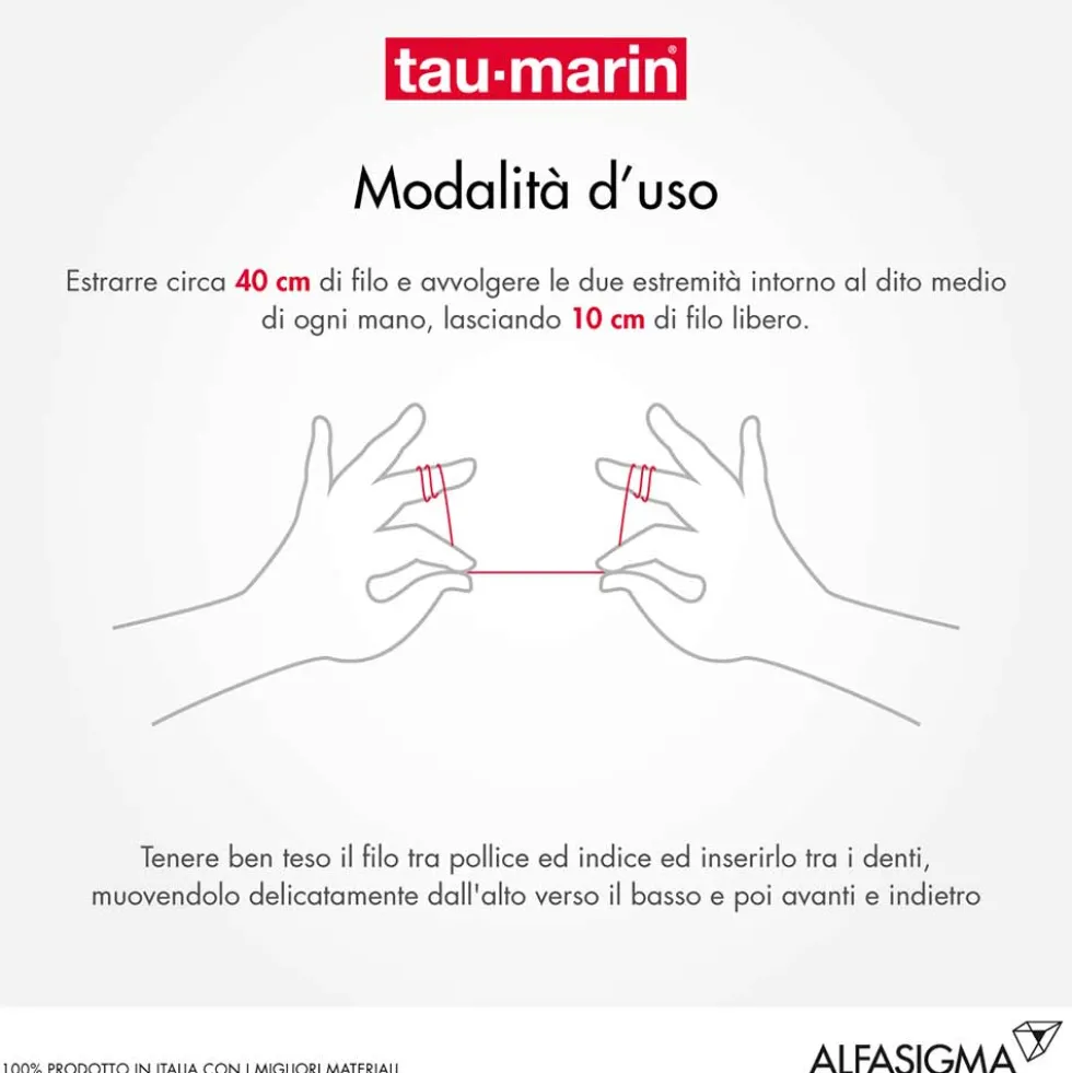 Tau-Marin Tau Classic - Filo interdentale cerato per rimuovere la placca, rocchetto da 50 m