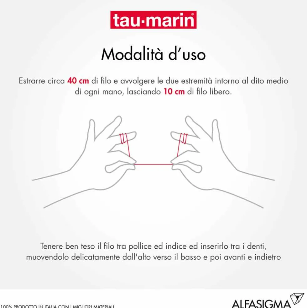 Tau-marin Tau Slim - Filo interdentale ultrapiatto per la pulizia degli spazi ristretti, 25 m
