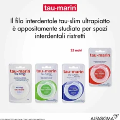 Tau-marin Tau Slim - Filo interdentale ultrapiatto per la pulizia degli spazi ristretti, 25 m