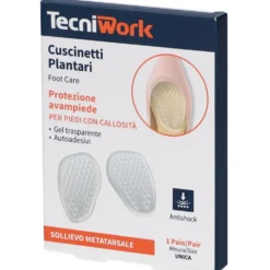 Tecniwork Cuscinetti Plantari Protezione Avampiede per Piedi con Callosità in Gel Trasparente e Autoadesivi, 1 Paio