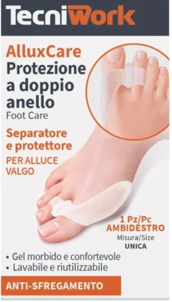 Tecniwork Divaricatore Alluce Doppio - Protezione in gel contro lo sfregamento tra le dita, 1 pezzo