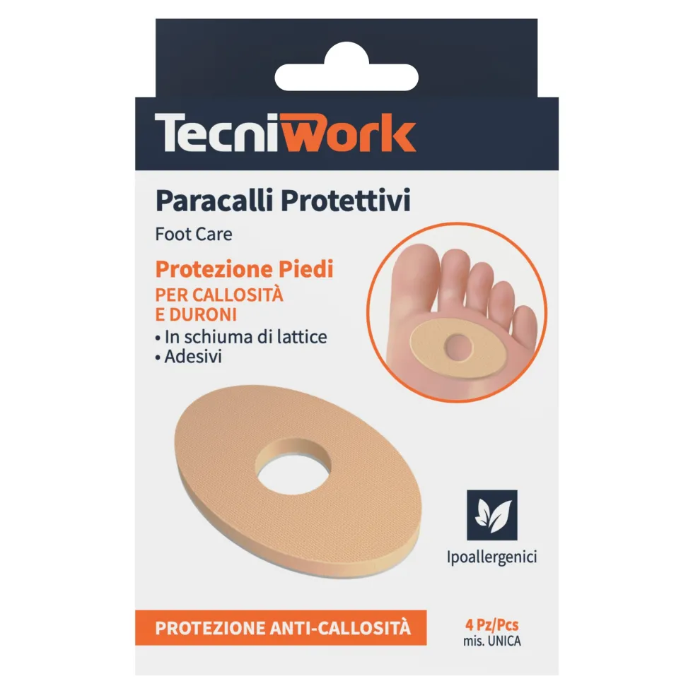 Tecniwork Paracalli protettivi per calli e duroni del piede, 4 paracalli