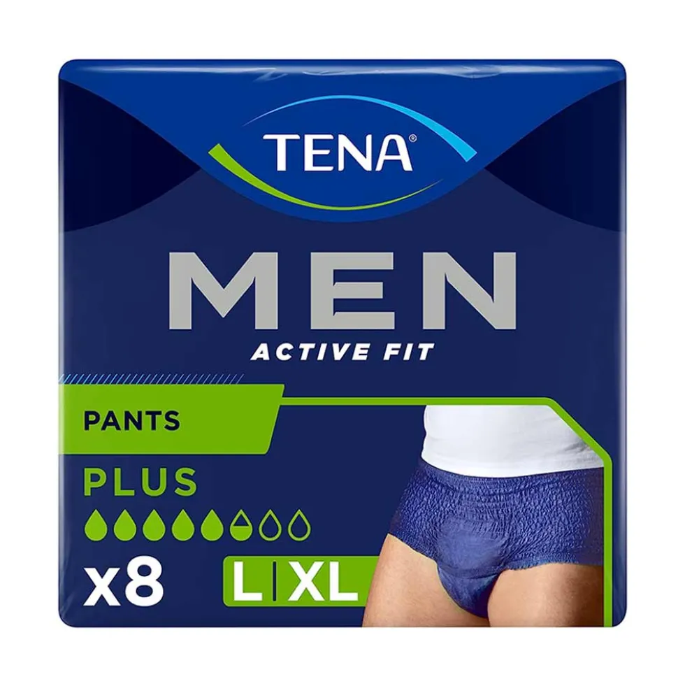 Tena Men Active Fit Plus Misura L - Pantaloni Tena active fit per l'incontinenza, 8 pezzi