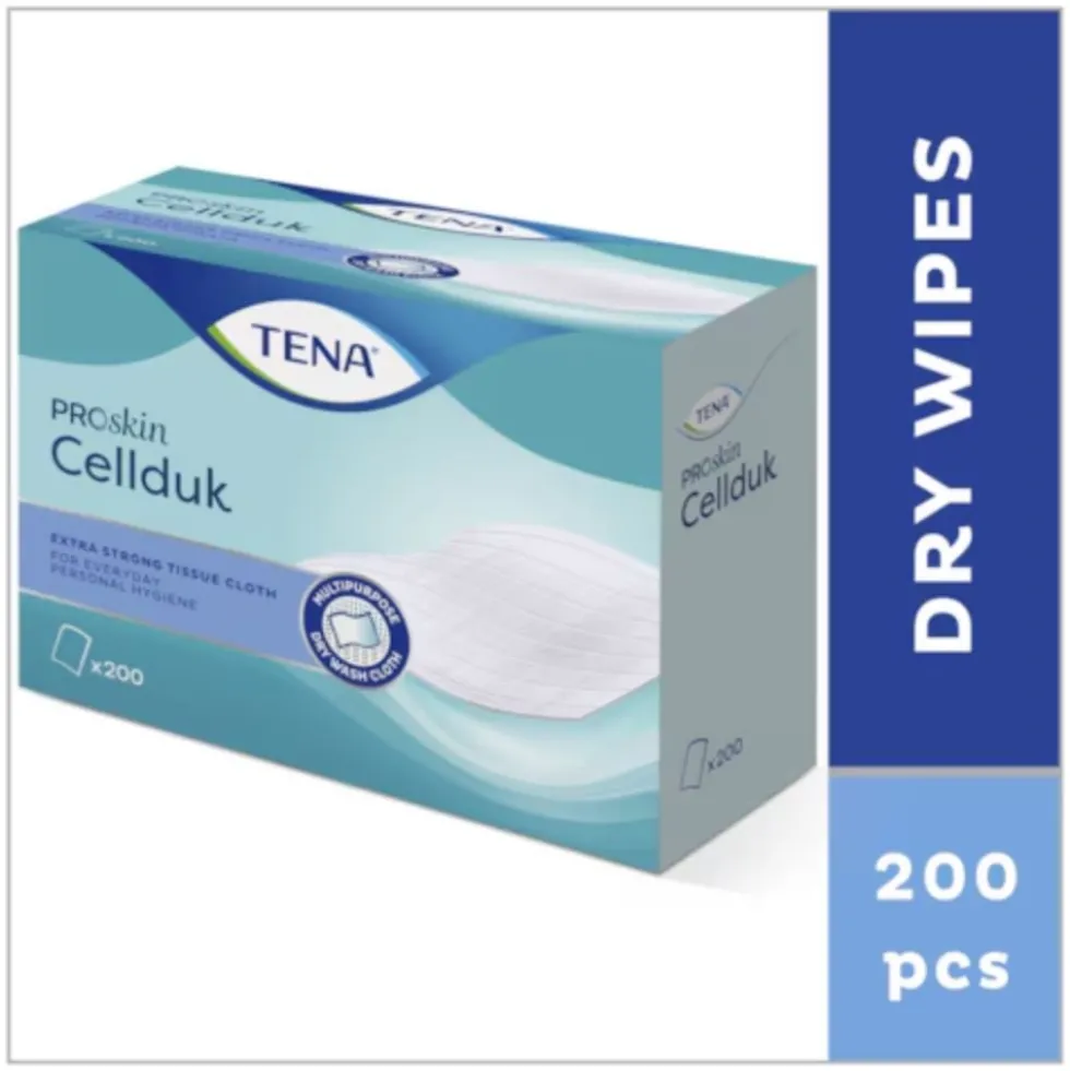 Tena ProSkin Cellduk Salvietta Monouso Asciutta per Igiene Misura 25 x 33 cm, 200 Pezzi