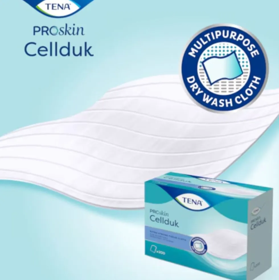 Tena ProSkin Cellduk Salvietta Monouso Asciutta per Igiene Misura 25 x 33 cm, 200 Pezzi