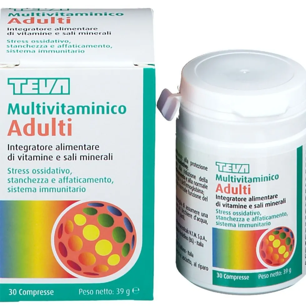 Teva Multivitaminico Adulti - Integratore vitamine e sali minerali, 30 compresse