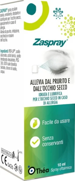 Théa Farma Zaspray Spray oculare sterile per l'occhio secco e le allergie, 10 ml