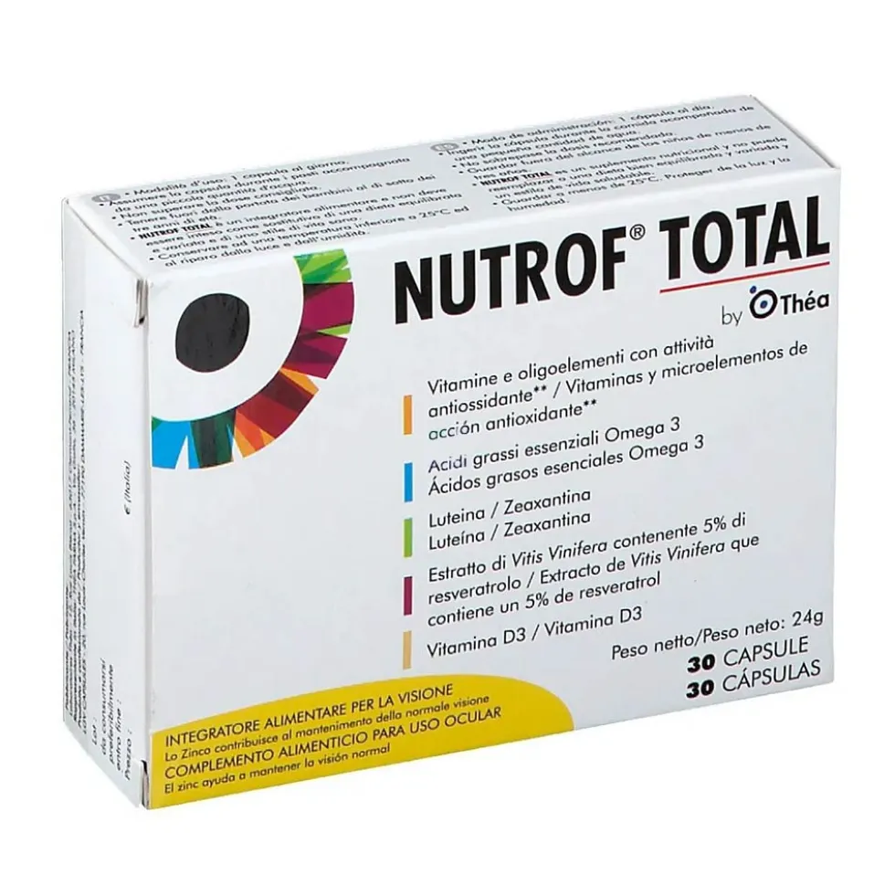 Théa Nutrof Total Integratore Alimentare per la Visione, 30 Capsule