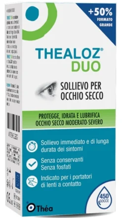 Théa Thealoz Duo - Soluzione oftalmica idratante e lubrificante per gli occhi secchi, 15 ml