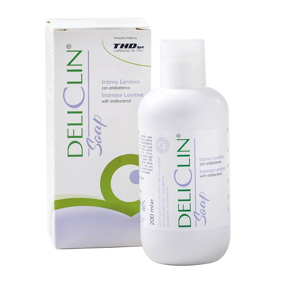 THD Deliclin Soap Detergente Intimo Lenitivo con Antibatterico, 200ml