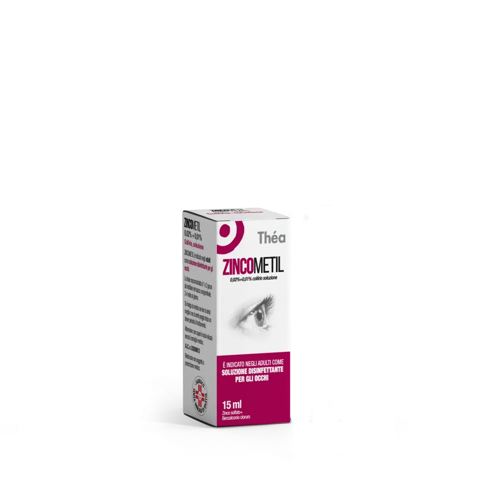 Thea Farma Zincometil 0,02% + 0,01% - Collirio disinfettante per gli occhi irritati, 15 ml