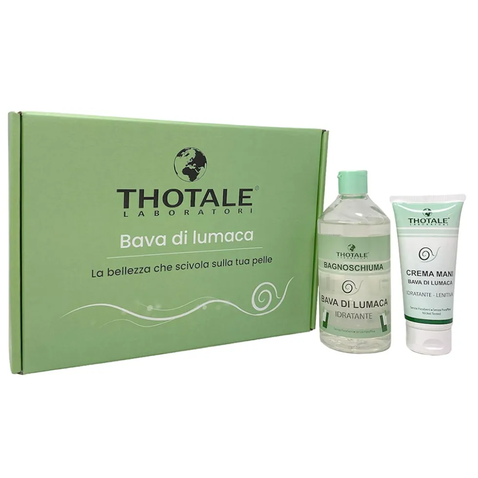 Thotale Cofanetto Bava di Lumaca - Set idratante e lenitivo, bagnoschiuma 400 ml e crema mani 100 ml