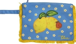 Thun Pochette azzurra con decorazione di limoni e coccinella, 1 pochette