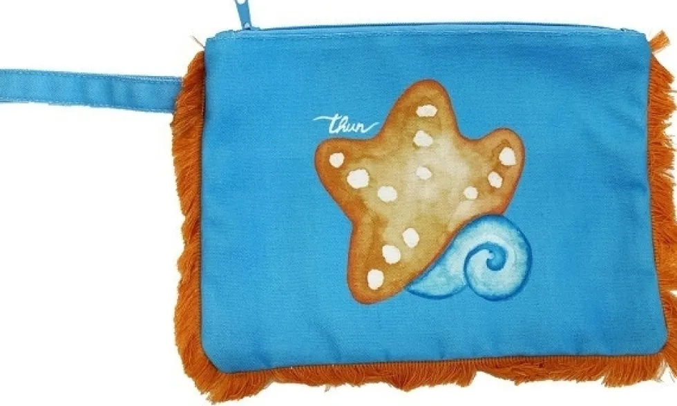 Thun Pochette Pochette blu con motivo marino e laccetto da polso, 1 pochette