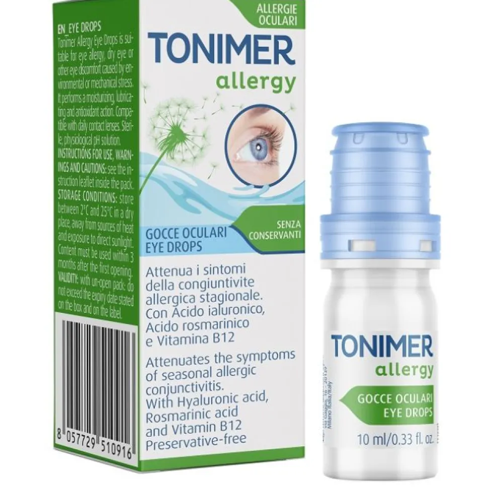 Tonimer Allergy Gocce Oculari - Gocce idratanti e lubrificanti senza conservanti, 10 ml