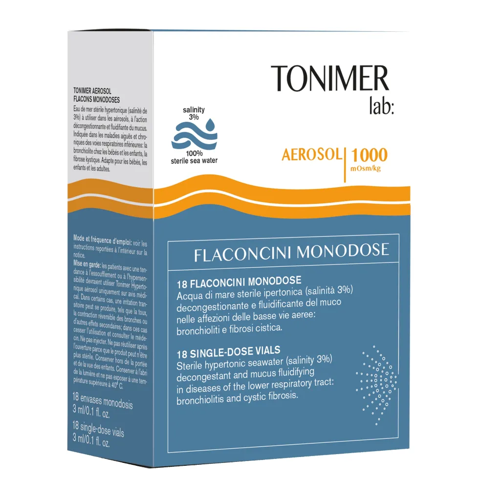 Tonimer Lab Aerosol 1000 Soluzione ipertonica decongestionante e dluidificante, 18 flaconcini