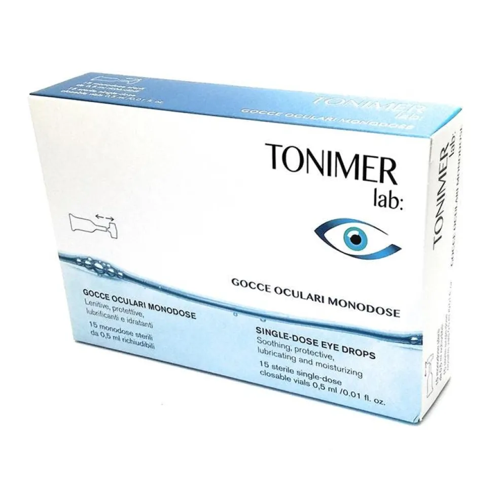Tonimer Lab Gocce oculari - Soluzione lenitiva per la secchezza oculare, 15 fiale monodose da 0,5 ml