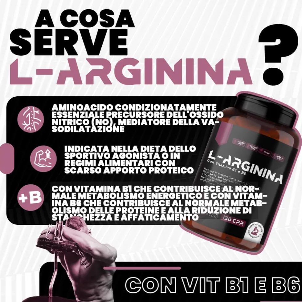 T-Rex Arginina 1000mg Integratore per Sportivi, 120 Compresse
