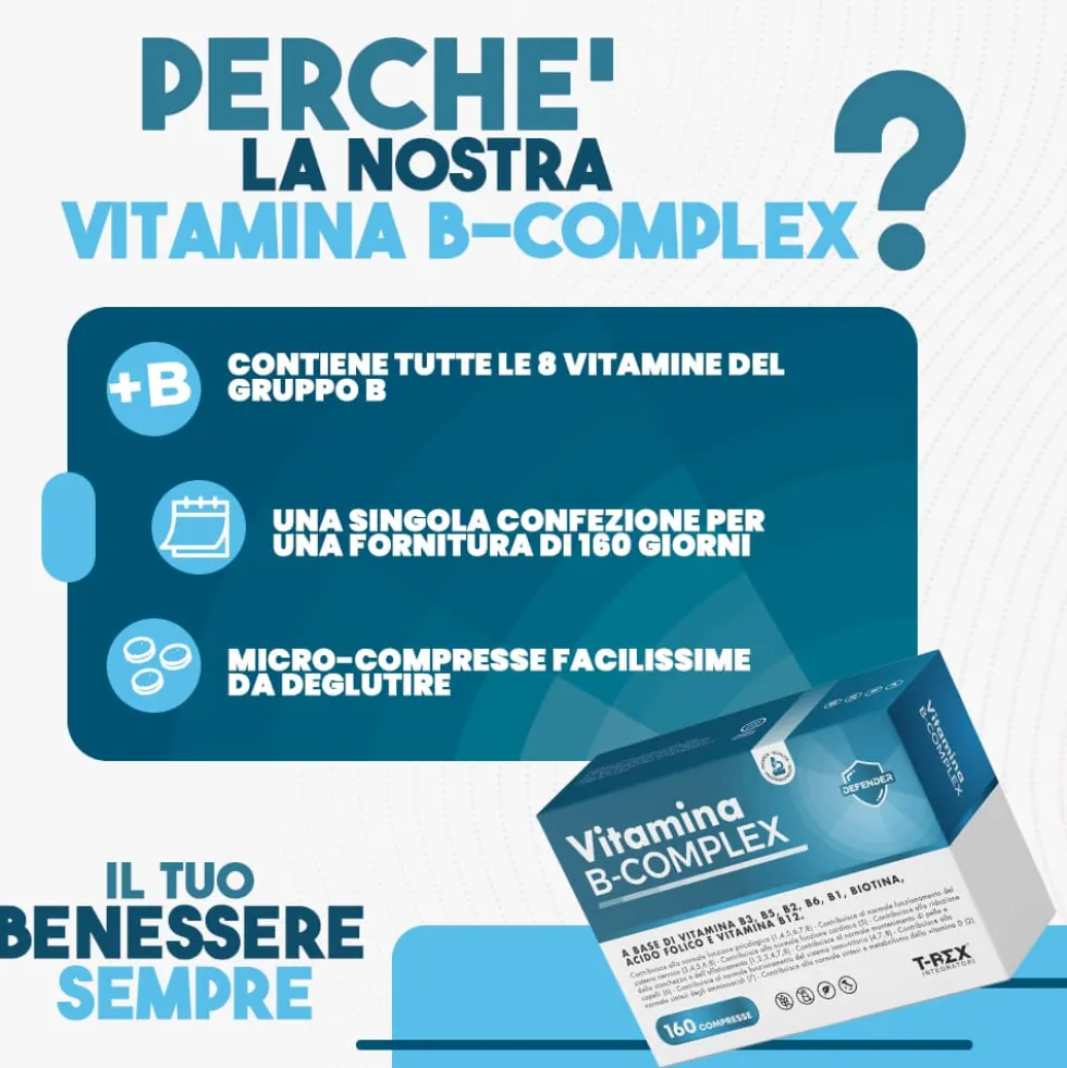 T-Rex Vitamina B Complex Integratore Vegan, 160 Compresse