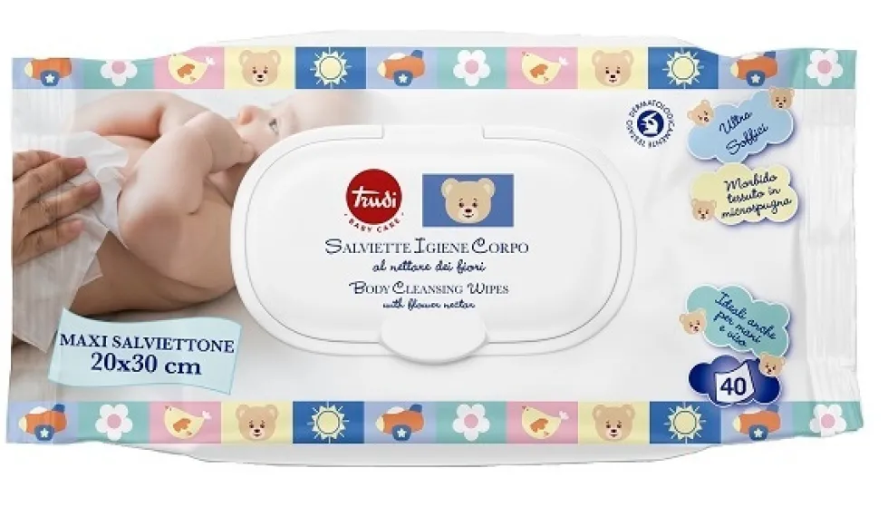 Trudi Baby Care Salviettine Igiene e Corpo al Nettare dei Fiori, 40 Salviette