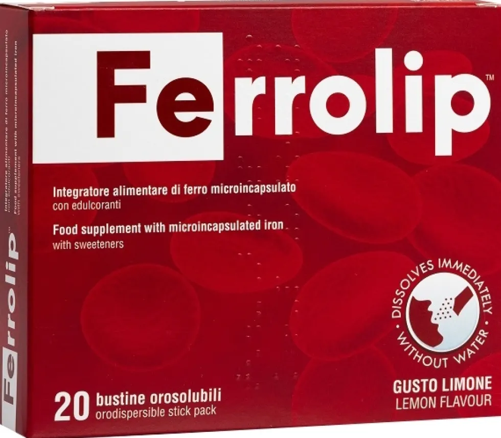 Uga Nutraceuticals Ferrolip - Integratore di ferro microincapsulato, 20 bustine orosolubili