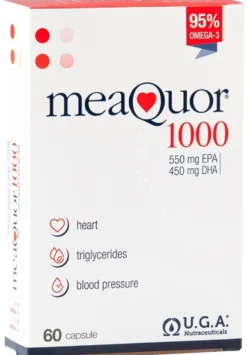 UGA Nutraceuticals Meaquor 1000 - Integratore di omega-3 per la funzione cardiaca, 60 capsule