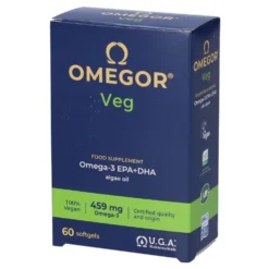 UGA Nutraceuticals Omegor Veg - Integratore vegano di omega-3 per cuore e cervello, 60 capsule
