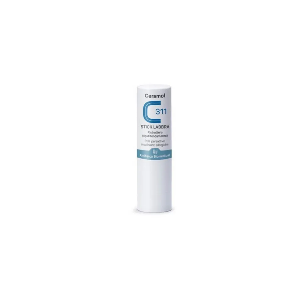 Unifarco Ceramol 311 - Stick labbra ristrutturante e lenitivo per la pelle secca, 4,5 g