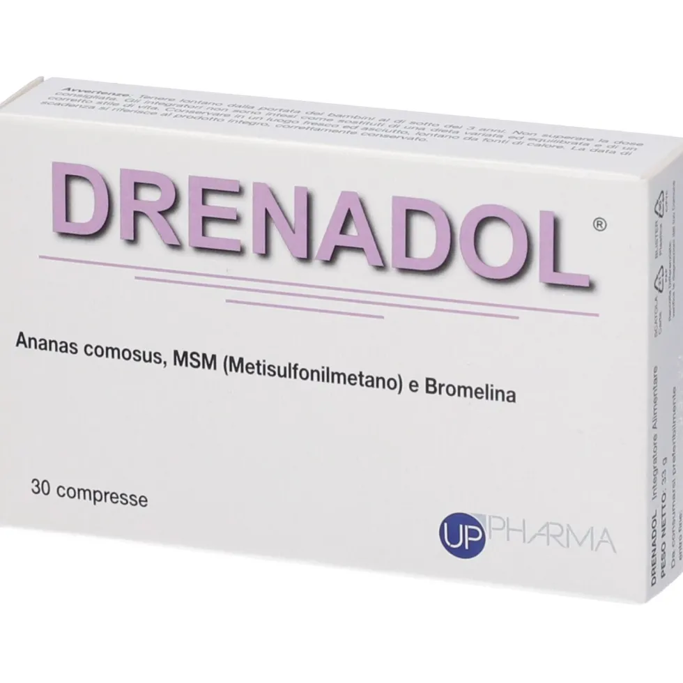 Up Pharma Drenadol - integratore funzionalità del microcircolo e drenaggio dei liquidi, 30 compresse